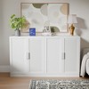 3-Set Rattan Door Sideboard Buffet Storage Cabinets with Adjustable Shelves - 93"Lx36"H - 2 of 4
