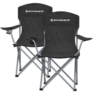 SONGMICS Set of 2 Folding Camping Chairs, Comfortable, Heavy Duty Structure, Max. Load Capacity 330 lb, Outdoor Chair with Cup Holder, Terrace - 1 of 4