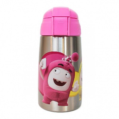 Oddbods Pink Stainless Steel Water Bottle for Kids - Vacuum Insulated Thermos with Secure Lid & Sippy Straw, Spill Proof Tumbler for Toddlers, BPA Free, 11.8oz (349ml)