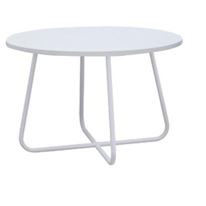 HomeRoots 28" White Wood And Metal Round Cross Legs Coffee Table - 1 of 4