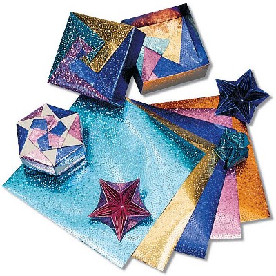 Hygloss Folders Fantasy Foil Embossed Origami Paper, 6 x 6 Inches, Assorted Colors, 100 Sheets