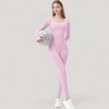 Anna-Kaci Active Women's Long Sleeve Ribbed Knit Fitted Top with Asymmetrical Neckline and Thumbhole Cuffs - 2 of 4