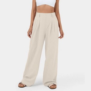 Clearlove Wide Leg Pants Women's High Elastic Waisted in The Back Business Work Trousers Long Straight Suit Pants - 1 of 3