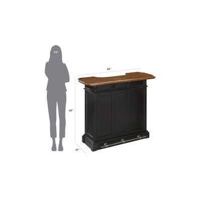 Americana Black and Oak Hardwood Bar with Adjustable Shelves