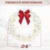 Angel Sar 24in Pre-lit Iridescent Christmas Wreath with Red Bow, Warm White LED Lighted Metal Wreath, Indoor & Outdoor Holiday Decor - 3 of 4