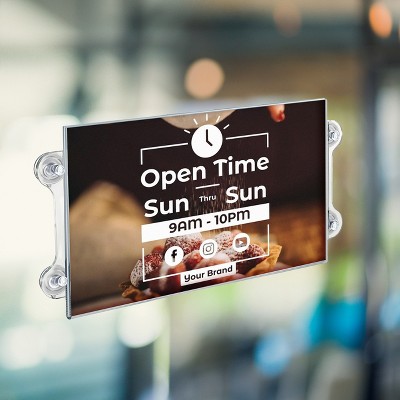 Clear Acrylic Wall-Mounted Sign Holder Frame with Suction Cups, 17'' x 11'', 2-Pack