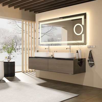ARTLOGE Large Bathroom LED Vanity Mirror Anti-Fog Wall Mounted Magnifier Dimmable Memory