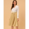 INSPIRE CHIC Women's Pleated Retro High Waist Belted Decor A-line Skirt - 2 of 4