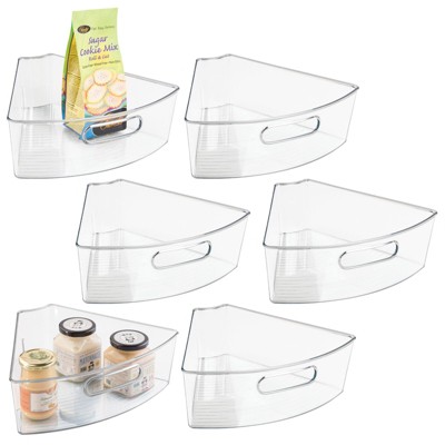 Mdesign Plastic Lazy Susan Cabinet Storage Bin, Front Handle, 4 Pack, Smoke  Gray : Target