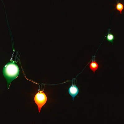 10ct Teardrop Incandescent Frosted String Lights Multicolor with Green Wire - Wondershop™