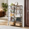 6-Tier Tall Bookshelf, Large Metal Shelf for Living Room, Rustic Brown and Black - 3 of 4