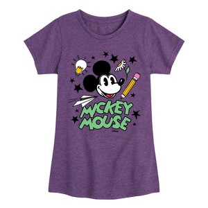 Girls' - Disney - Mickey Mouse School Icons Fitted Short Sleeve Graphic T-Shirt - 1 of 4