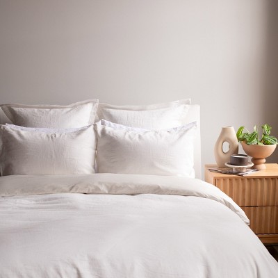 Cream French Linen Flanged Euro Sham 27.5" x 27.5"