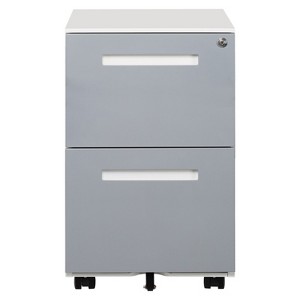 TIRAMISUBEST Mobile 2-Drawer File Cabinet with Lock, Rolling Filing Storage for A4, Grey with 5 Wheels - 1 of 4