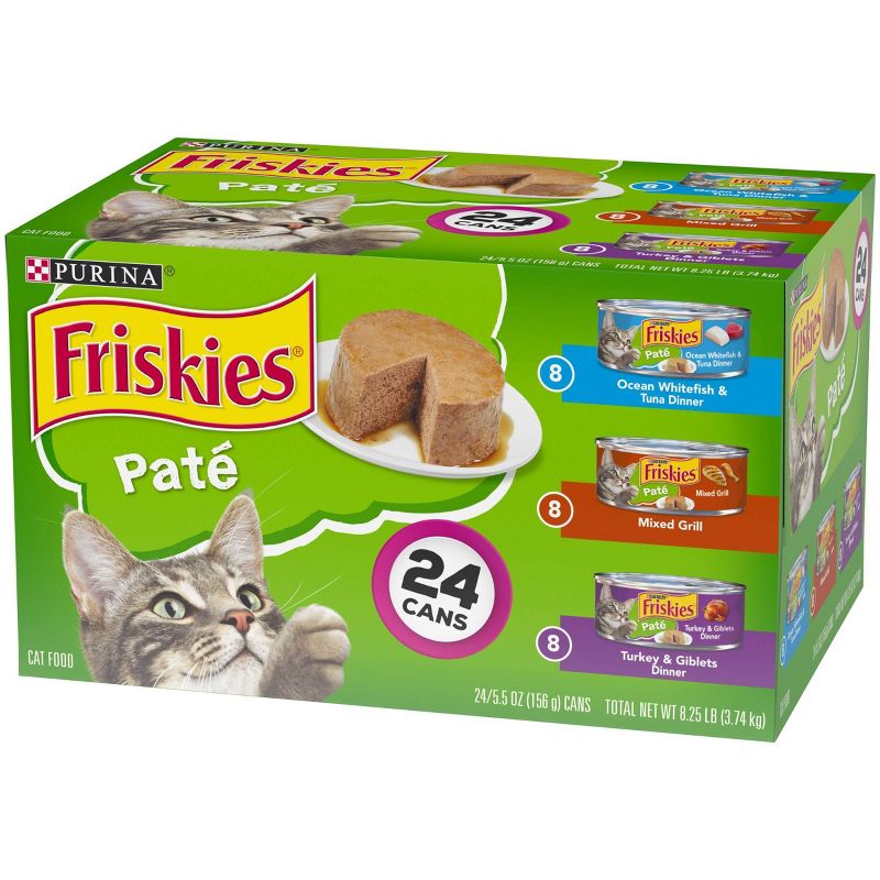 Purina Friskies Pat&#233; Wet Cat Food Fish, Tuna, Mixed Grill &#38; Turkey - 5.5oz/24ct Variety Pack, 6 of 8