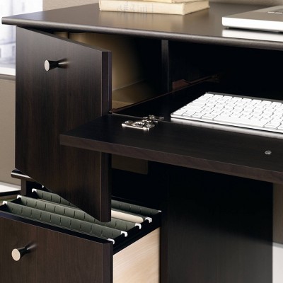 Cinnamon Cherry Computer Desk with Keyboard Tray and File Storage