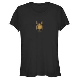 Juniors Womens Marvel Spider-Man: No Way Home Gold Logo T-Shirt - 1 of 4