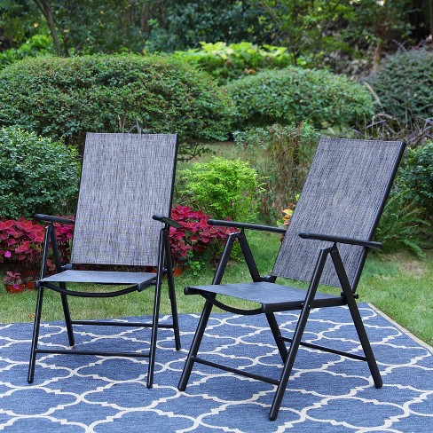 2pk Steel Patio 360 Swivel Padded Arm Chairs With Sling Seat & Back -  Captiva Designs : Target