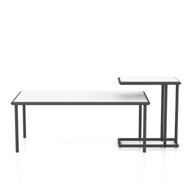 Inlissa 2 Open Shelf Console Table Gun Metal/White High Gloss - miBasics