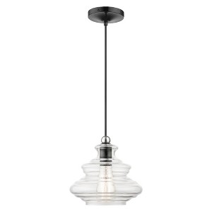 Livex Lighting Everett 1 - Light Pendant in  Shiny Black/Chrome - 1 of 4