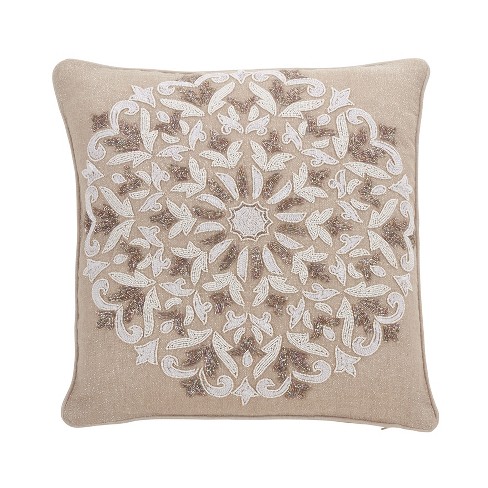 Saro Lifestyle Embroidered Poly-filled Pillow With Beaded Design ...