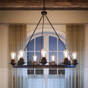 Urban Ambiance Luxury Luxe Industrial Chandelier,  34-1/2"H x 36"W,  Charcoal Finish, UHP2245 - 1 of 4