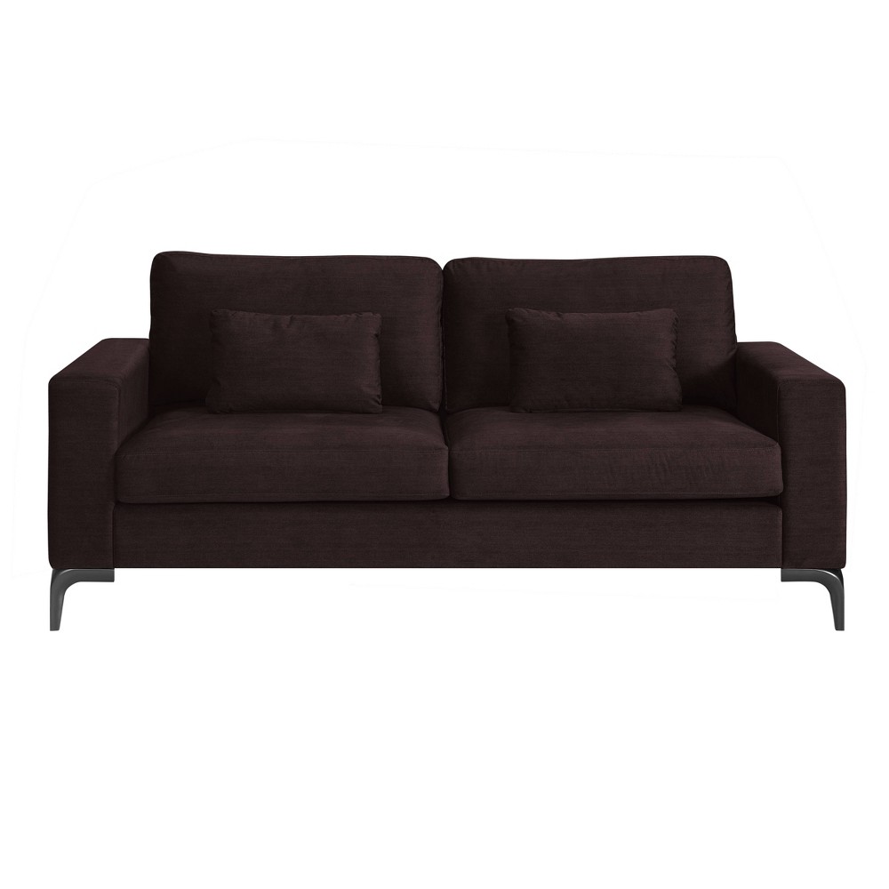 Photos - Sofa Austin  Chocolate Brown - Finch: Mid-Century Modern 3-Seater, Polyester Upholstery, Wood Frame