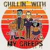 Junior's Design By Humans Chillin with my creeps 80's style halloween characters By MerchHQ T-Shirt - 2 of 3