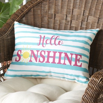 Lakeside Colorful Striped Hello Sunshine Outdoor Patio Chair Accent Pillow