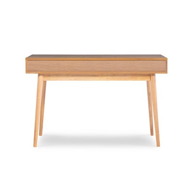 Perry White and Natural Wood Computer Desk with Drawers
