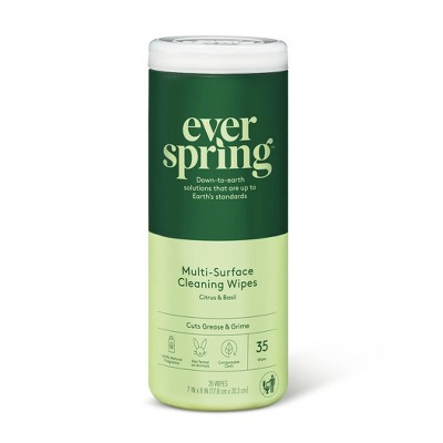 Citrus & Basil Multi-Surface Cleaning Wipes - 35ct - Everspring™