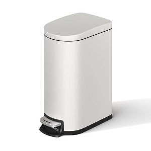 Metal Trash Can with Lid - Step-on Kitchen Garbage Bin, Rustproof, Waterproof with Inner Bucket & Soft Close Lid - 1 of 4