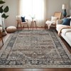 4 x 6 ft Polyester Imitation  Dark Brown Rectangular Hallway Bathroom Entryway Kitchen Office Foldable Flower Printed  Washable Area R - 3 of 4