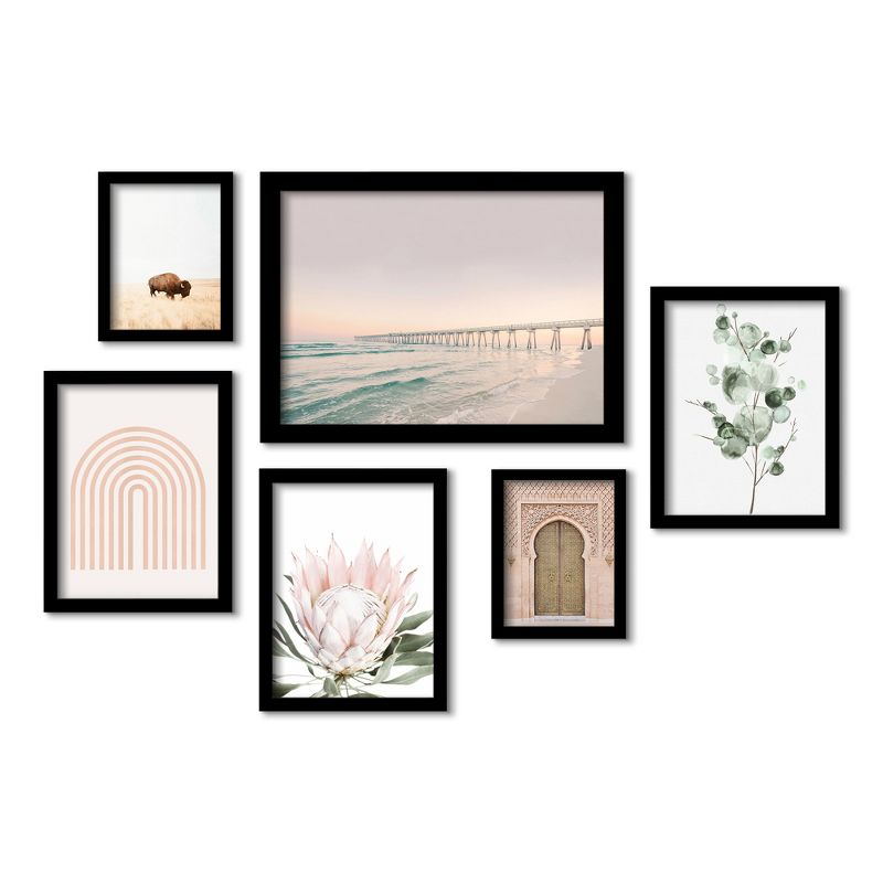 (Set of 6) Framed Prints Gallery Wall Art Set Beach Boardwalk by Sisi and Seb Black Frame  - Americanflat, 3 of 7