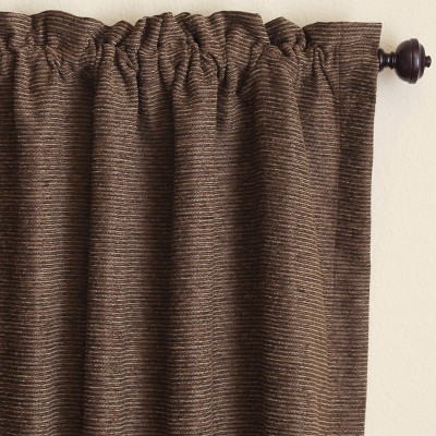 Vermont Brown Jacquard Chenille Light-Filtering Curtain Panels