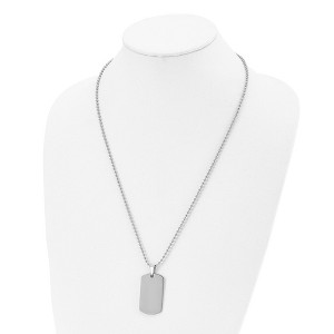 Chisel Stainless Steel Brushed and Polished Rounded Edge 2mm Dog Tag Necklace 24" Ball Chain - 1 of 4