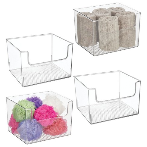 Mdesign Bathroom Plastic Storage Organizer Bin With Open Front - 4 Pack ...