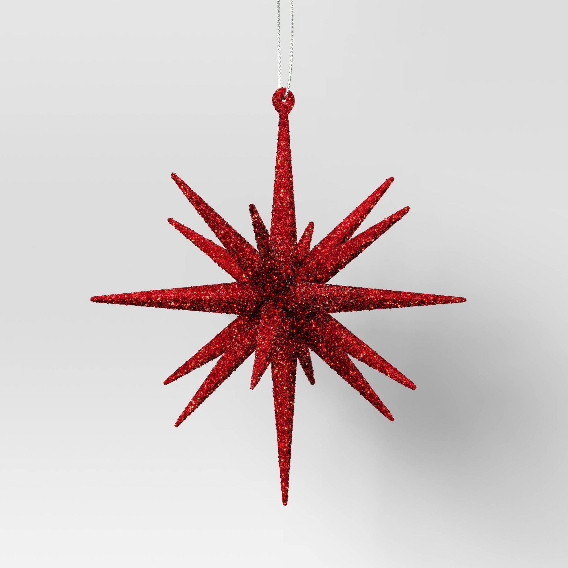 5.8" Christmas Plastic Spike Starburst Ornament Red - Wondershop™