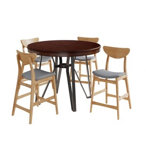 Christopher Knight Home Samuel 5pc Wood and Metal Counter Height Upholstered Dining Set Dark Brown - 1 of 4