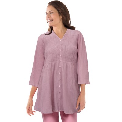 Woman Within Plus Size Smocked Blouse