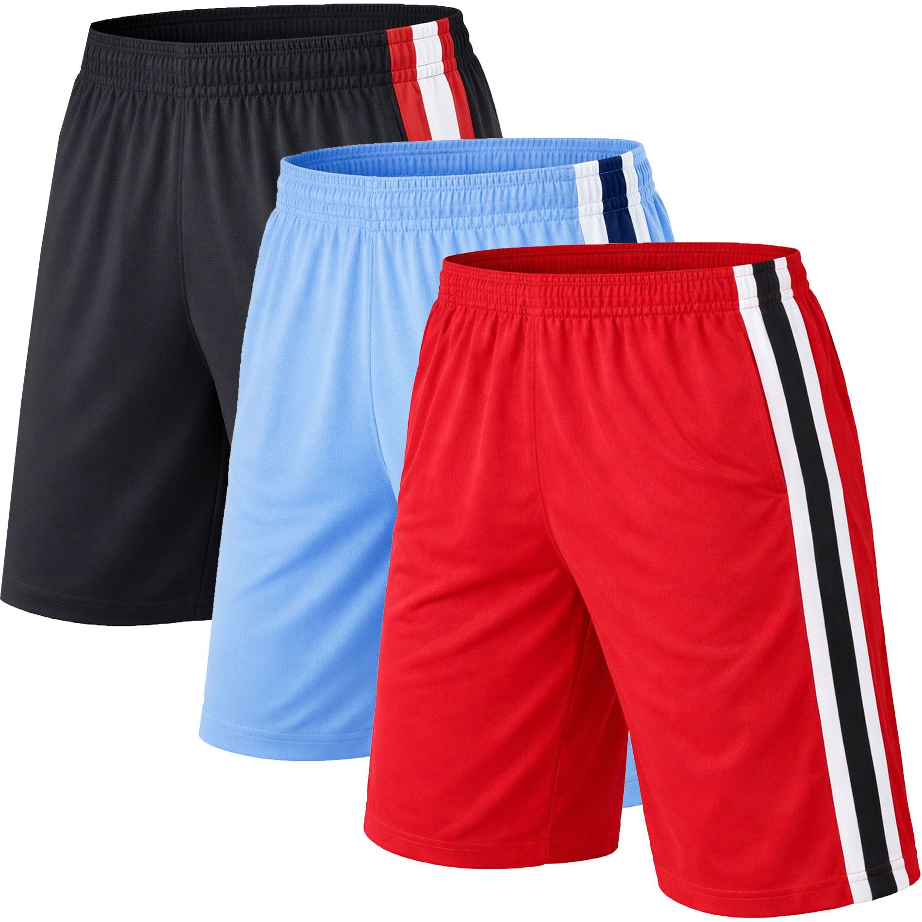 Jump Start Men's Moisture Wicking Performance Mesh Shorts-3 Pack