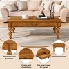 Vintage Rectangular Wood Coffee Table Set of 3 with Storage Drawers, Farmhouse MDF Coffee Table and End Table Set for Living Room-Coolbibila - 4 of 4