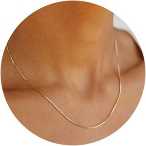 Minimalist Thin Gold Chain 18K Gold Thin Box Chain Necklace Short Small Gold Chain Choker Necklaces for Women - 1 of 4