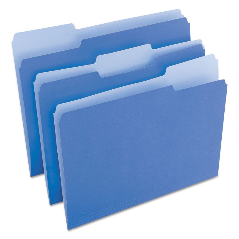 UNIVERSAL File Folders 1/3 Cut One-Ply Top Tab Letter Blue/Light Blue 100/Box 10501, 2 of 5