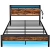 Full Size Bed Frame with Storage Headboard and LED Light, Platform Bed with Metal Slats, Noise Free Design, Easy Assembly - 2 of 4