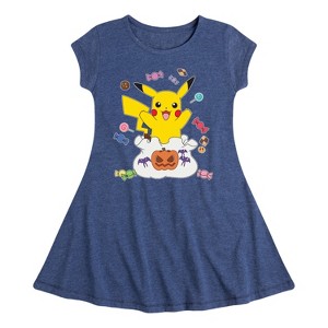 Girls' - Pokémon - Gotta Eat Em All Fit & Flair Cap Sleeve Dress - 1 of 3