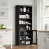 80x31x16 Wood Accent Sideboard Cabinet in Black, Storage Organizer with Adjustable Shelves and Glass Doors for Kitchen Bedroom Living/Dinning Room - 3 of 4