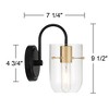 Possini Euro Design Titan Modern Wall Light Sconce Black and Warm Brass Hardwire 4 3/4" Fixture Clear Glass for Bedroom Bathroom - 4 of 4