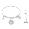 Steeltime Ladies stainless steel bracelet with our father, faith, and cross charms. Color Options: Silver, Gold - 3 of 4