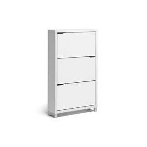 Simms 3 Drawer Modern Shoe Cabinet White - Baxton Studio: Entryway Organizer, Holds 18 Pairs - 1 of 4